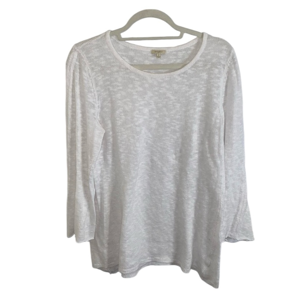 PROJECT WHITE LINEN & COTTON LONG SLEEVE TOP SIZE MEDIUM